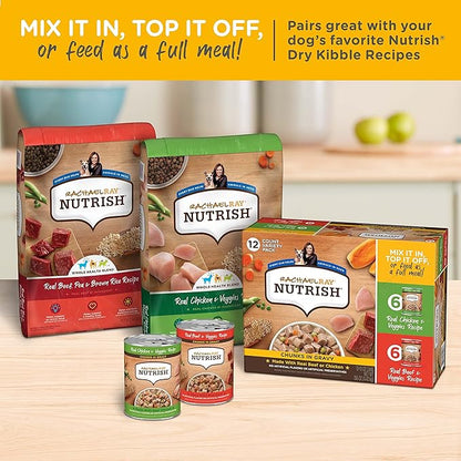 Nutrish Rachael Ray Chunks in Gravy Wet Dog Food, Real Turkey, Brown Rice, Peas & Carrots Recipe, 13 oz. Cans (Pack of 12)