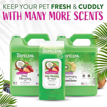 TropiClean Berry & Coconut Deep Cleansing Dog Shampoo | Deodorizing Dog Shampoo | Natural Pet Shampoo Derived from Natural Ingredients | Cat Friendly | Made in the USA | 1 gal.
