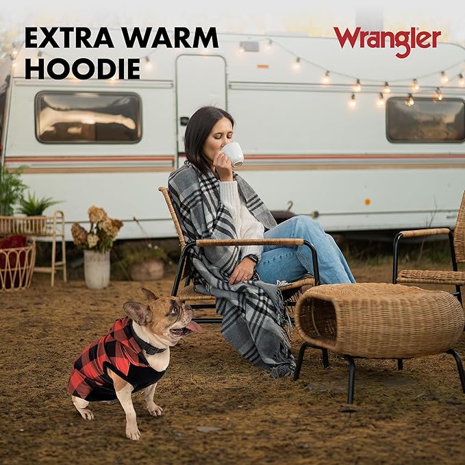 Wrangler Dog Hoodie – Fleece Dog Sweater with Leash Hole, Cold Winter Dog Sweatshirt for Small Medium & Large Size Dogs, Premium Dog Clothes, Fall Dog Sweaters Pullover Hoodie, Cozy Warm Dog Outfit