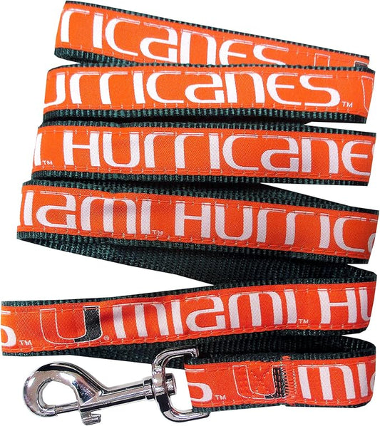 Pets First Collegiate Pet Accessories, Dog Leash, Miami Hurricanes, Large