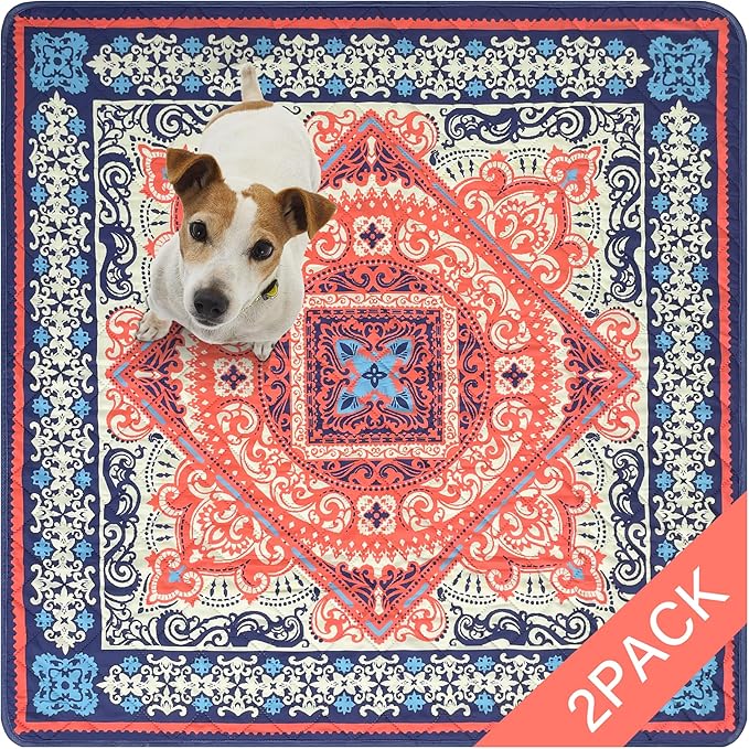 Washable Pee Pads for Dogs- 2 Packs Super Absorbent Reusable Puppy Pads 100% Waterproof Dog Pee Pads Washable Puppy Pads Non-Slip Whelping Pads Leakproof Urine Dog Training Pads 36''x36''