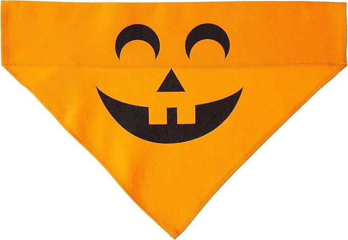 Pearhead Pumpkin Dog Bandana, Holiday Fall Dog Apparel, Halloween Dog Costume, Dog Slip On Collar Accessories, Medium/Large, M/L