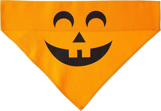 Pearhead Pumpkin Dog Bandana, Holiday Fall Dog Apparel, Halloween Dog Costume, Dog Slip On Collar Accessories, Medium/Large, M/L