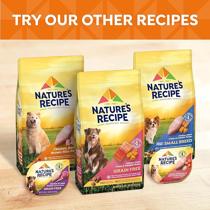 Nature’s Recipe Grain Free Wet Dog Food, Chicken, Beef, Turkey & Lamb Variety Pack, 2.75 Ounce Cup (Pack of 24)