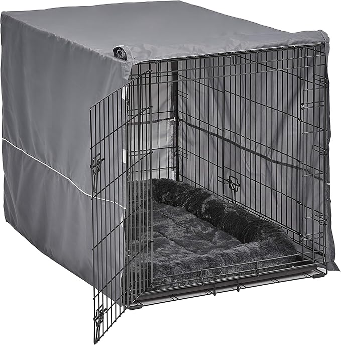 MidWest Homes for Pets Double Door Dog Crate Kit Includes One Two-Door Crate, Matching Gray Bed & Gray Crate Cover, 42-Inch Kit Ideal for Large Dog Breeds