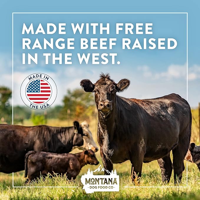 Montana Dog Food Grain-Free Small Batch Freeze Dried Raw Dog Food (Free-Range Beef) Made in USA, Prebiotics & Probiotics, No Synthetic Vitamins, Dog Food Topper or Complete Meal (12 oz)