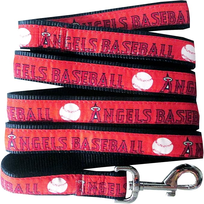 MLB PET Leash, Small, Los Angeles Angels Dog Leash, Baseball Team Leash for Dogs & Cats. A Shiny & Colorful Dog & Cat Leash with Emboridered Team Name/Logo Licensed by the MLB