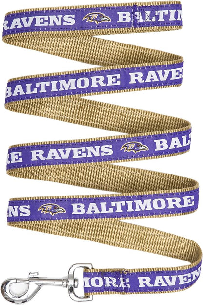 NFL PET Leash, Medium, Baltimore Ravens Dog Leash, Football Team Leash for Dogs & Cats. A Shiny & Colorful Dog & Cat Leash with Embroidered Team Name/Logo Licensed by the NFL