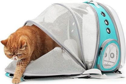 Lollimeow Bubble Expandable Cat Backpack Pet Travel Carrier for Cats and Dogs (Green-Expandable)