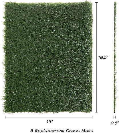 Pee Pads for Dogs - Set of Three 18.5x14-Inch Replacement Turf Grass Mats for Potty Training - Dog Housebreaking Supplies for Small Pets by PETMAKER