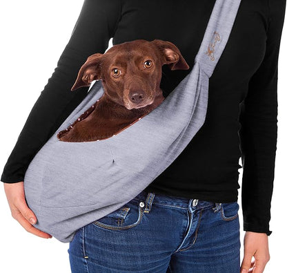 iPrimio Reversible Dog Carrier Sling & Cat Sling - Pet Sling Carrier for Cats, Puppy Sling, Cat Papoose Carrier Front, Hands Free Pet Carrier - Soft Pouch, Tote, Grey-Cat Carrier & Cat Front Carrier