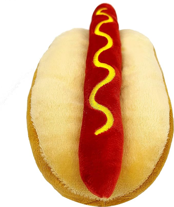 Pets First NFL New Orleans Saints HOT Dog Plush Dog & CAT Squeak Toy - Cutest HOT-Dog Snack Plush Toy for Dogs & Cats with Inner Squeaker & Beautiful Football Team Name/Logo 8 x 5 x 3 Inches