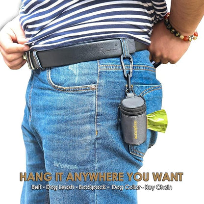 simpletome Dog Waste Bag Dispenser for Leash Belt Waterproof 1680D Oxford YKK Zipper (Grey)