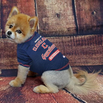 MLB Tee Shirt for Dogs & Cats - Cleveland Guardians Dog T-Shirt, Large.