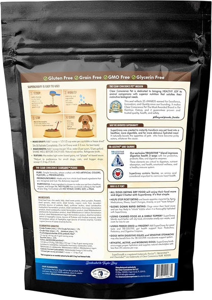 SuperGravy PAW jus - Natural Dog Food Gravy Topper - Hydration Broth Food Mix - Human Grade – Kibble Seasoning for Picky Eaters – Gluten Free & Grain Free, Made in USA 14 Scoops, 01088