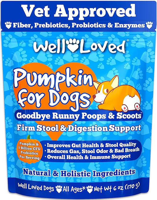 Pumpkin for Dogs - Pumpkin Puree, Canned Pumpkin (Alternative), Fiber for Dogs, Probiotic Powder, Pumpkin Powder, Dog Diarrhea, Digestive Support, Perfect for Firm Poops and No Scoots, 6 oz