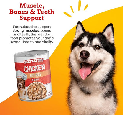 Beefeaters Dog Treats - Chicken with Rice in Gravy 13.2oz, Case of 12 | Adult Dog Food, Balanced Nutrition, Savory Gravy | Supports Muscle & Dental Health | Training Treats for Adult Dogs