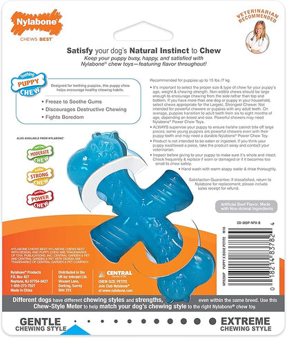 Nylabon Power Chew Comfort Hold X Bone Chew Toy for Puppies, Beef Flavor, Small (1 Count)