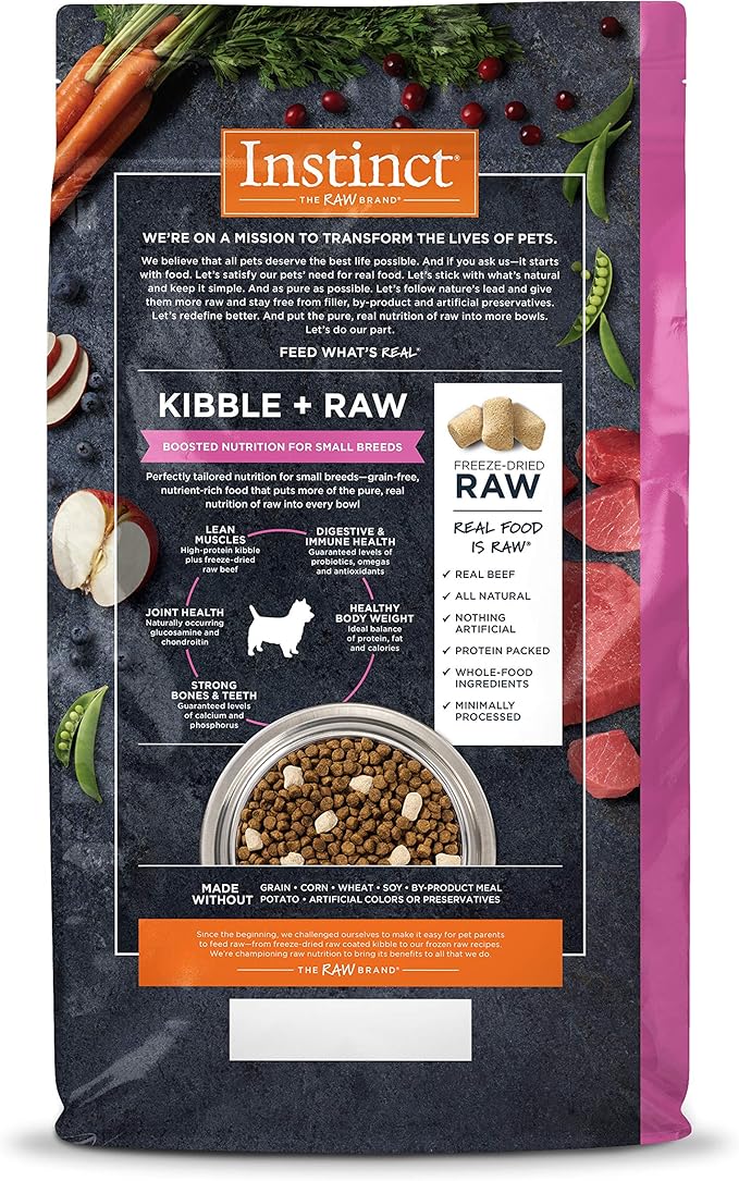 Instinct Raw Boost Small Breed Grain Free Recipe with Real Beef Natural Dry Dog Food, 4 lb. Bag