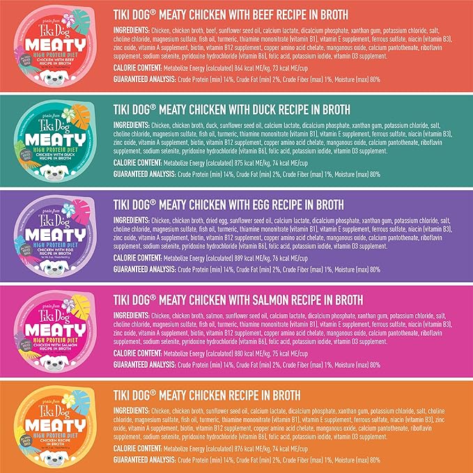 Tiki Dog Meaty Wet Dog Food, Variety Pack, 3 oz. Cups (10 Count)
