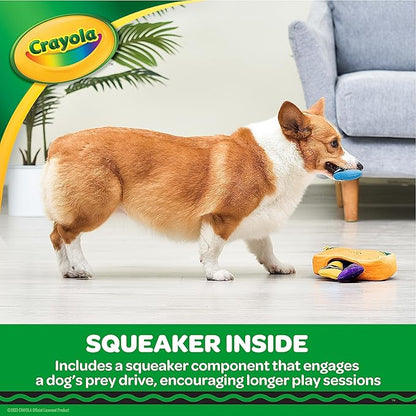 Crayola for Pets Crayon Burrow Toy Plush Squeaker Dog Toy, 8”, Pup-Visible Color Toys Dogs See Best, Burrow Style Dog Toy with 3 Removeable Plush Toys, Enrichment Dog Toys
