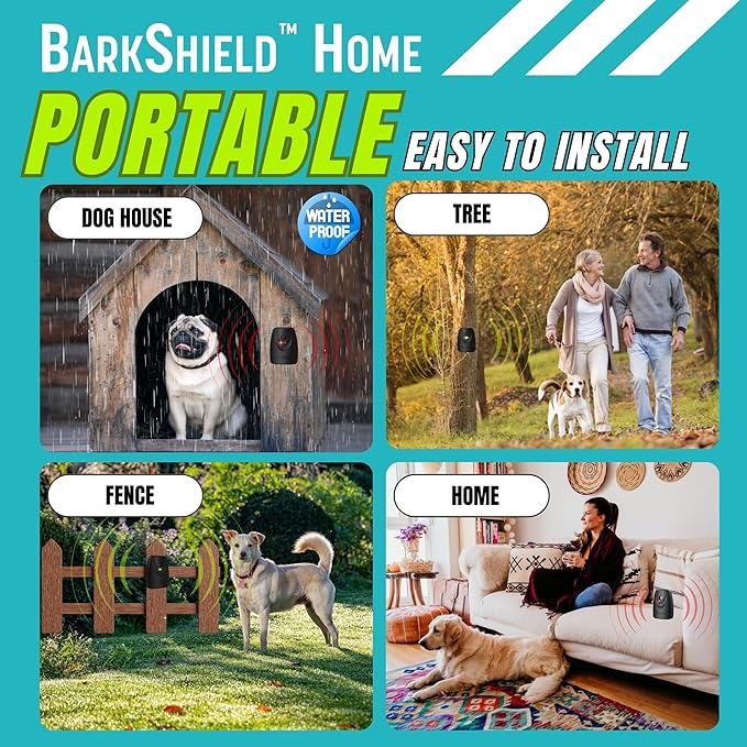 BarxBuddy [3-Pack] BarkShield Home Anti Barking Device, 66ft Long Range Ultrasonic, Waterproof Dog Bark Deterrent Box for Indoor/Outdoor Use, Safe Bark Collar Alternative Dog Training & Behavior Aid
