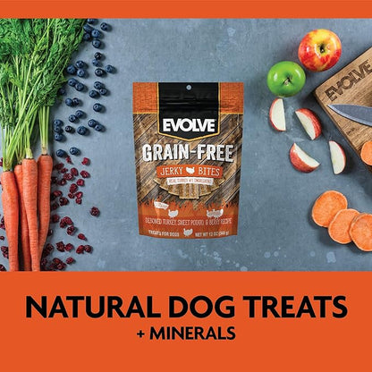 Evolve Grain Free Turkey, Pea, and Berry Jerky Bites Dog Treats