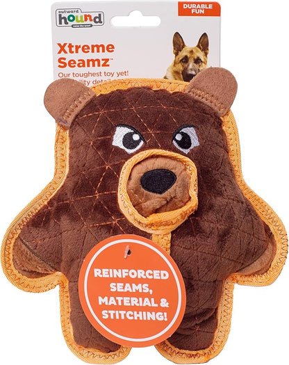Outward Hound Xtreme Seamz Bear Squeaky Plush Dog Toy - Reinforced Dense Stuffing Plush Toy