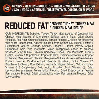 Wellness CORE Grain-Free High-Protein Dry Dog Food, Natural Ingredients, Made in USA with Real Meat, All Breeds, For Adult Dogs (Reduced Fat, 12-Pound Bag)