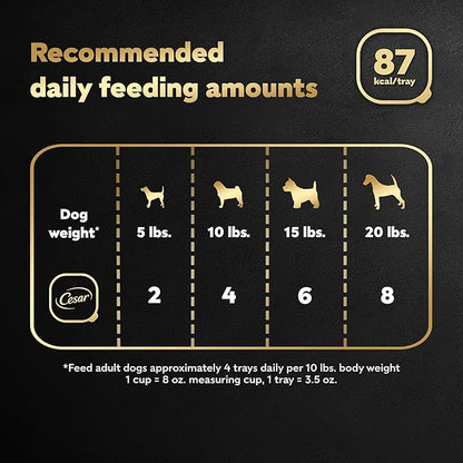 CESAR HOME DELIGHTS Adult Wet Dog Food Sausage Flavor with Egg and Cheese in Gravy, 3.5 oz. Easy Peel Trays, Pack of 24