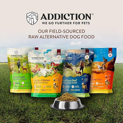 Addiction Country Chicken & Apricot Raw Alternative Dog Food - Gently Air-Dried Complete Meal or Dog Food Topper for Digestive and Skin and Coat Health, 2 lb