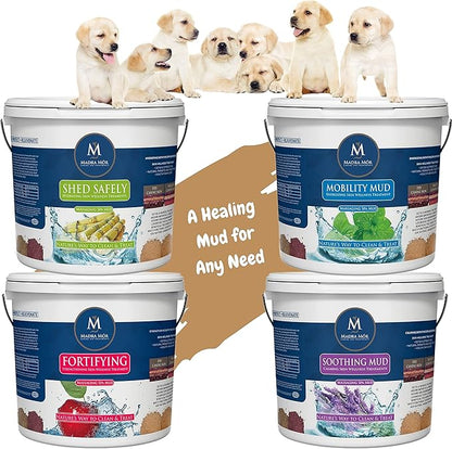 Worldwide Nutrition Bundle: Madra Mor Shed Safely Dog Essentials Mud Bath | Dog Grooming Dog Wash | Dry Skin for Dogs Treatment | Dog Itch Relief | 7.5lb Pail w Multipurpose Keychain
