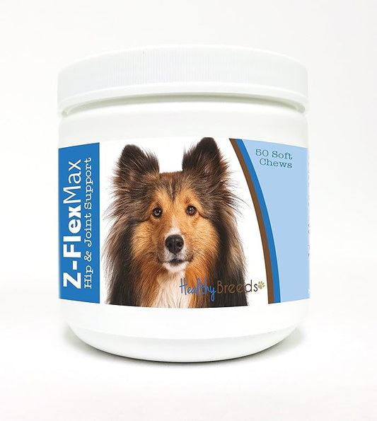Healthy Breeds Z Flex Max Hip & Joint Supplement Soft Chews for Shetland Sheepdog - OVER 100 BREEDS - Medium & Large Breed Formula - 50 Count