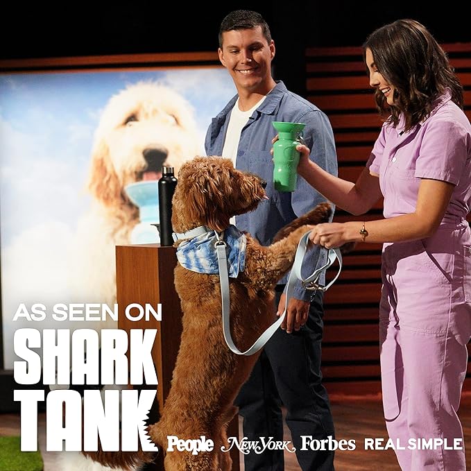 Springer Dog Water Bottle | Portable Travel Water Bottle Dispenser for Dogs - As Seen on Shark Tank | Patented, Leak-Proof Bottles Fill Bowl with Water - Ideal for Walking | BPA-Free 22oz Blue