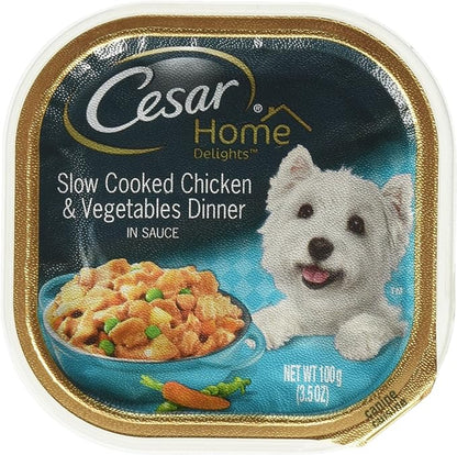 Cesar Home Delight Wet Dog Food, Chicken and Vegetables, (24), 3.5 Oz Trays