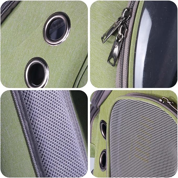 Cat Carrier Backpack Dog Backpack Carrier for Small Dogs Pet Bubble Backpack Bag with Air Holes Airline Approved Travel Carrier Green