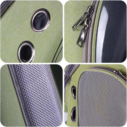 Cat Carrier Backpack Dog Backpack Carrier for Small Dogs Pet Bubble Backpack Bag with Air Holes Airline Approved Travel Carrier Green