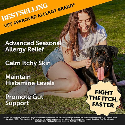 Pet Honesty Dog Allergy Relief Immunity Max Strength - Dog Allergy Chews, Probiotics for Dog, Dog Skin and Coat Supplement, Itch Relief for Dogs,Seasonal Allergy Support Supplement (Chicken)