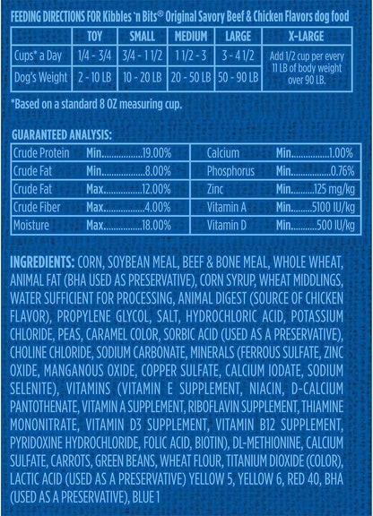 Kibbles 'N Bits Original Savory Beef & Chicken Flavors Dry Dog Food, 16 Pound Bag
