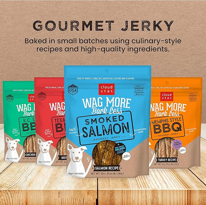 Cloud Star Wag More Bark Less Jerky Dog Treats, Smoked Salmon, 10 oz. Pouch