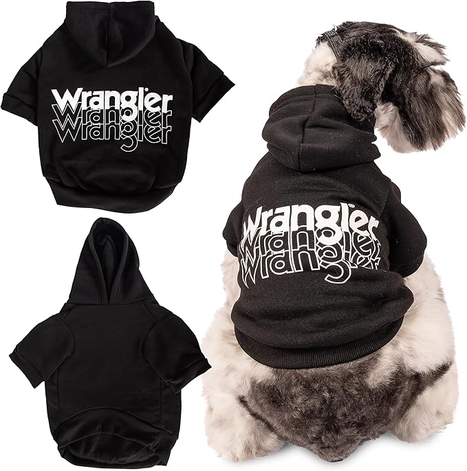 Wrangler Dog Hoodie – Fleece Dog Sweater with Leash Hole, Cold Winter Dog Sweatshirt for Small Medium & Large Size Dogs, Premium Dog Clothes, Fall Dog Sweaters Pullover Hoodie, Cozy Warm Dog Outfit