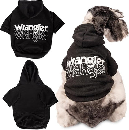 Wrangler Dog Hoodie – Fleece Dog Sweater with Leash Hole, Cold Winter Dog Sweatshirt for Small Medium & Large Size Dogs, Premium Dog Clothes, Fall Dog Sweaters Pullover Hoodie, Cozy Warm Dog Outfit