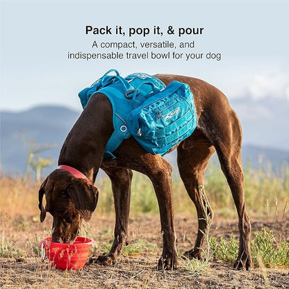 Kurgo Collaps-A-Bowl for Dogs, Collapsible Travel Dog Bowl, Pet Food & Hiking Water Bowl, Food Grade Bowl for Dogs, Travel Accessories for Pets, includes Carabiner (24 oz, Blue)
