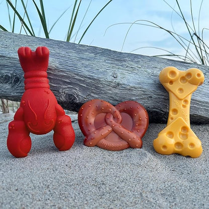 Nylabone Power Chew Dog Chew Toy Pack Bundle - Fun & Cute Dog Toys for Aggressive Chewers, Tough Dog Toys, Lobster, Cheese, and Pretzel Shapes, Small/Regular (3 Count)