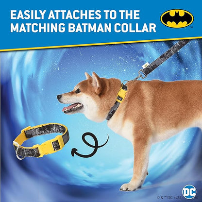 DC Comics Vintage Batman Collection 6 Foot Dog Leash (72 inch) | Cute Yellow and Black Dog Leash Easily Attaches to Any Dog Collar or Harness | 6 Ft Dog Leash Batman Design