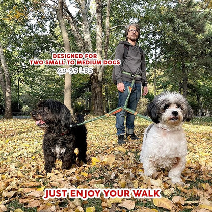 Exquisite Double Dog Leash for Small Dogs | Two Dog Leash Coupler | 2 Way Dog Leash | Double Hook Dog Leash | Dual Dog Leash Tangle Free Medium Dogs | Split Dog Leash | 2 Point Control Dog Leash