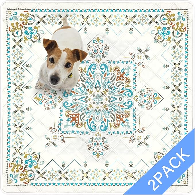 Washable Pee Pads for Dogs- 2 Packs Super Absorbent Reusable Puppy Pads 100% Waterproof Dog Pee Pads Washable Puppy Pads Non-Slip Whelping Pads Leakproof Urine Dog Training Pads 48''x48''