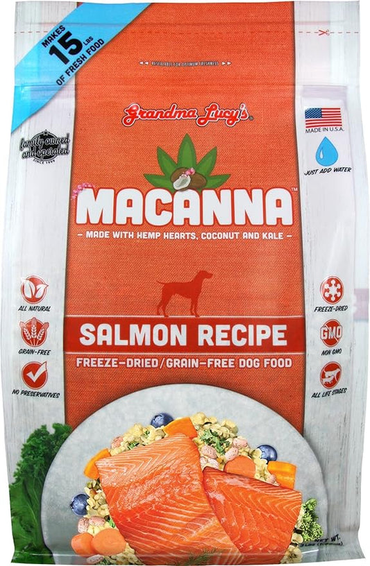 Grandma Lucy's Macanna Dog Food, Grain Free and Freeze-Dried - Salmon Recipe, 3Lb Bag