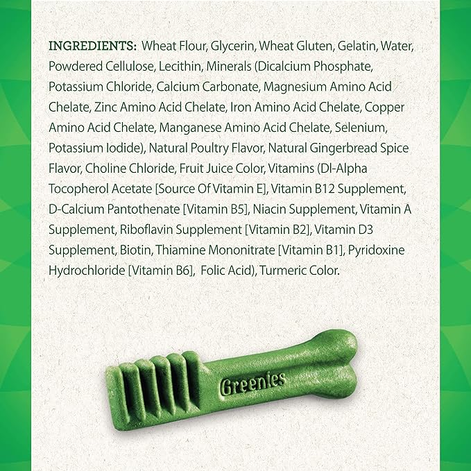 Greenies Large Dental Dog Treats, Gingerbread Flavor, 6 oz. Pack (4 Count)