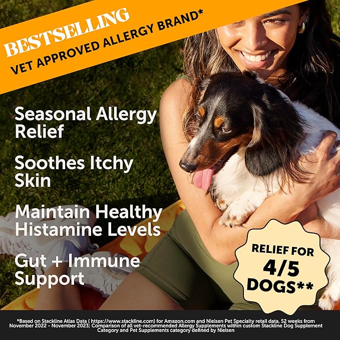 Pet Honesty Dog Allergy Relief Immunity - Dog Allergy Chews, Probiotics for Dogs, Seasonal Allergies, Dog Skin and Coat Supplement, Itch Relief for Dogs, Allergy Support Supplement (Salmon, 180 count)